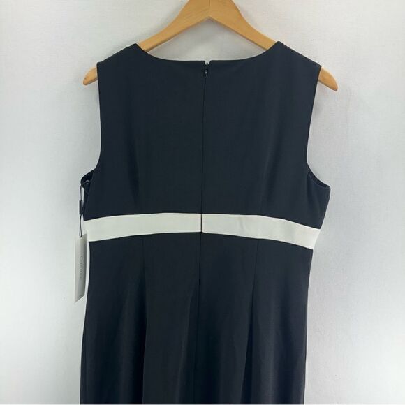 Calvin Klein Sleeveless V-Neck Maxi Ruffle Dress- Black/White- Size 14- NWT - Picture 7 of 11